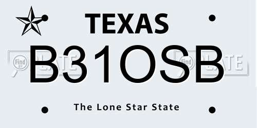 B31OSB Texas License Plate