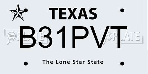 B31PVT Texas License Plate