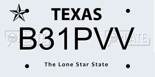 B31PVV Texas License Plate