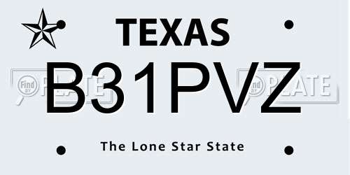 B31PVZ Texas License Plate