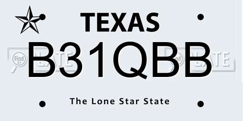 B31QBB Texas License Plate