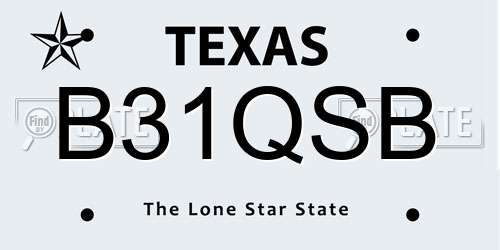 B31QSB Texas License Plate