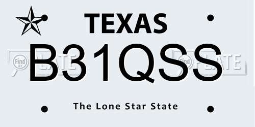 B31QSS Texas License Plate