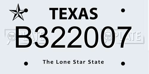 B322007 Texas License Plate