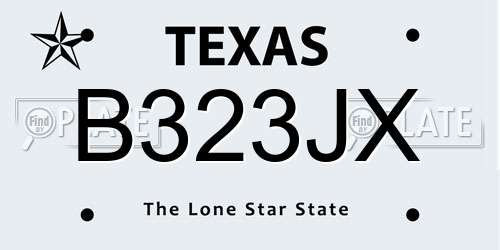 B323JX Texas License Plate