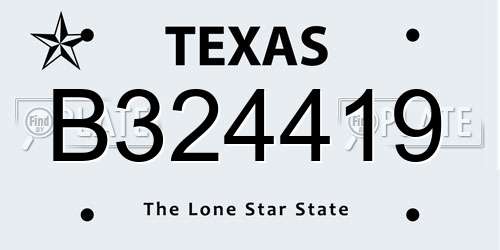 B324419 Texas License Plate