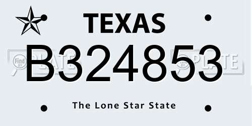 B324853 Texas License Plate