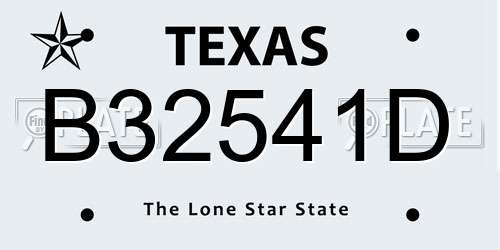 B32541D Texas License Plate