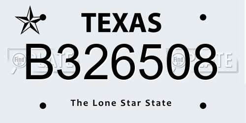 B326508 Texas License Plate