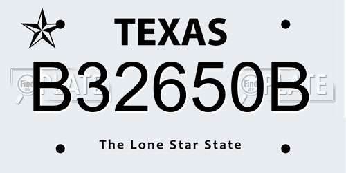 B32650B Texas License Plate