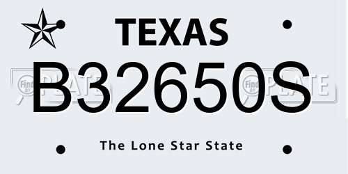 B32650S Texas License Plate