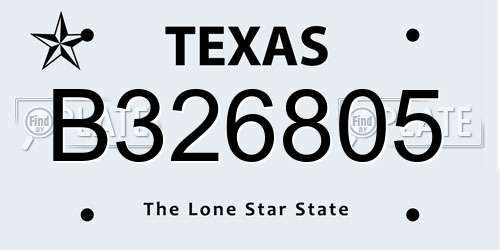 B326805 Texas License Plate
