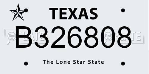 B326808 Texas License Plate