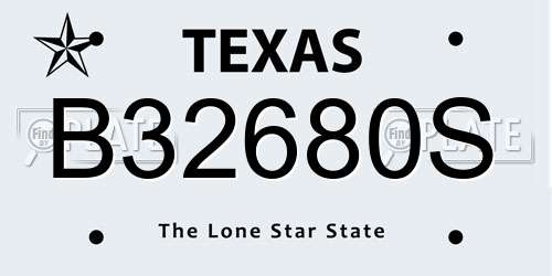 B32680S Texas License Plate