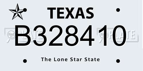 B328410 Texas License Plate