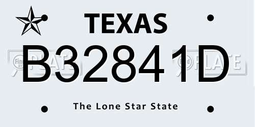 B32841D Texas License Plate