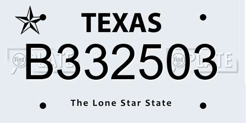 B332503 Texas License Plate