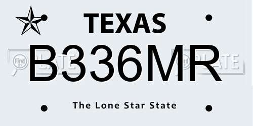 B336MR Texas License Plate