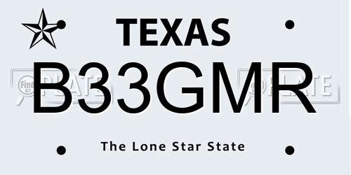B33GMR Texas License Plate