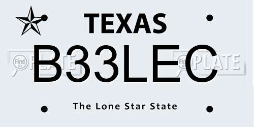 B33LEC Texas License Plate