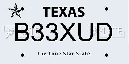 B33XUD Texas License Plate
