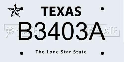 B3403A Texas License Plate