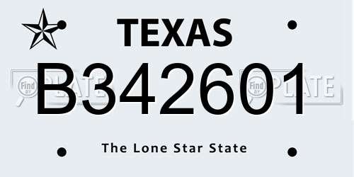 B342601 Texas License Plate