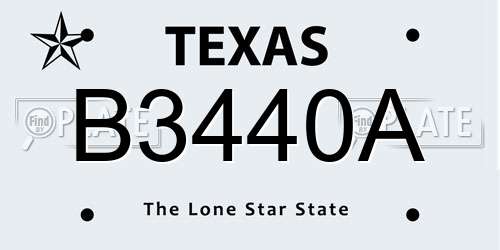 B3440A Texas License Plate