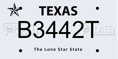 B3442T Texas License Plate