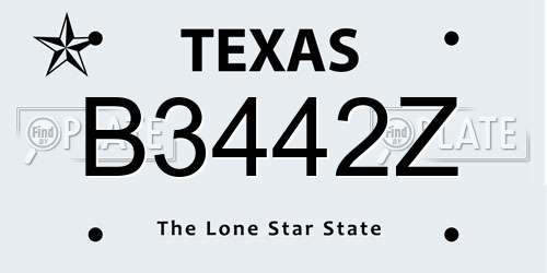 B3442Z Texas License Plate