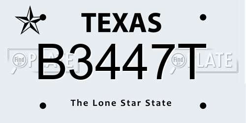 B3447T Texas License Plate