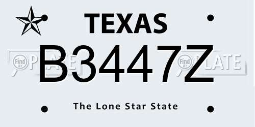 B3447Z Texas License Plate