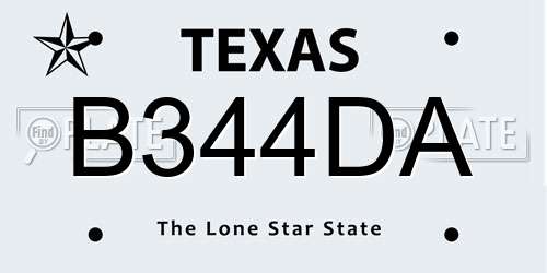 B344DA Texas License Plate
