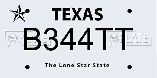 B344TT Texas License Plate