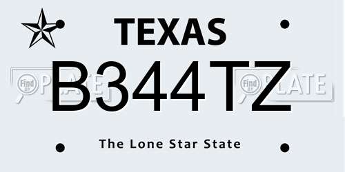 B344TZ Texas License Plate