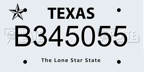B345055 Texas License Plate