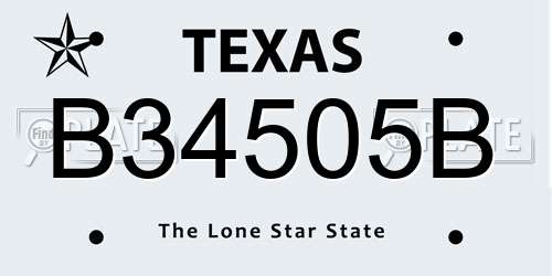 B34505B Texas License Plate