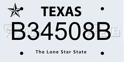 B34508B Texas License Plate
