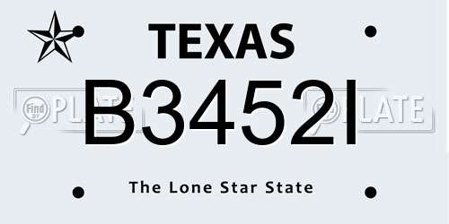 B3452I Texas License Plate