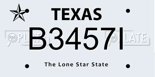 B3457I Texas License Plate