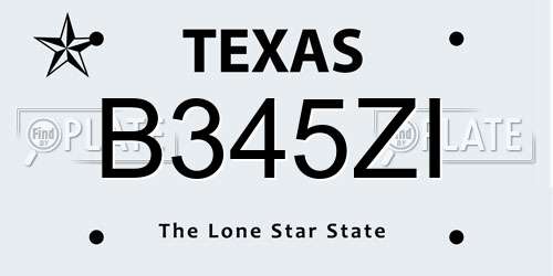 B345ZI Texas License Plate