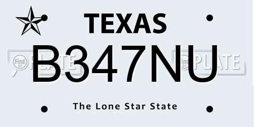 B347NU Texas License Plate