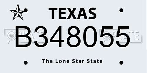 B348055 Texas License Plate