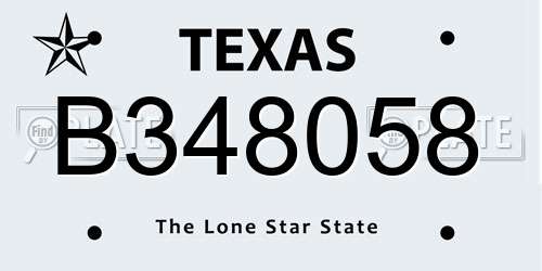 B348058 Texas License Plate