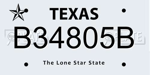 B34805B Texas License Plate