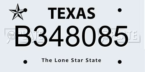 B348085 Texas License Plate