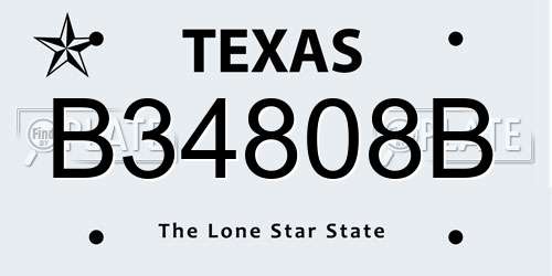B34808B Texas License Plate