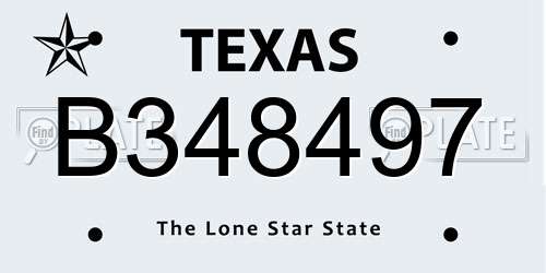 B348497 Texas License Plate