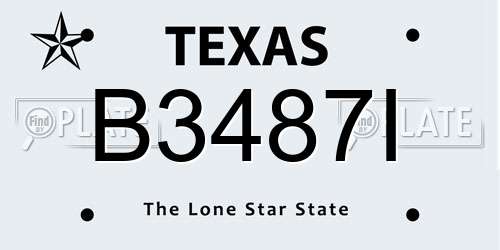 B3487I Texas License Plate