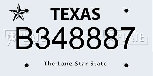 B348887 Texas License Plate